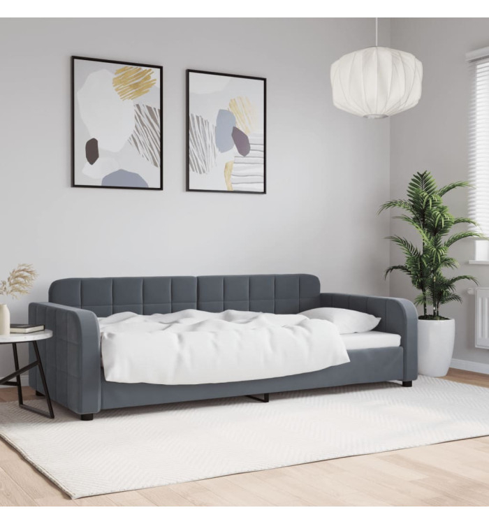 Lit de repos sans matelas gris foncé 90x200 cm velours | Mobilier & Déco