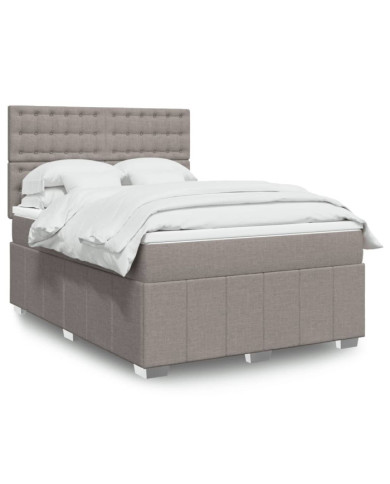 Sommier à lattes de lit avec matelas Taupe 160x200 cm Tissu | Mobilier & Déco