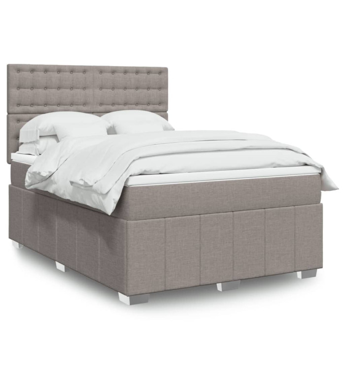 Sommier à lattes de lit avec matelas Taupe 160x200 cm Tissu | Mobilier & Déco