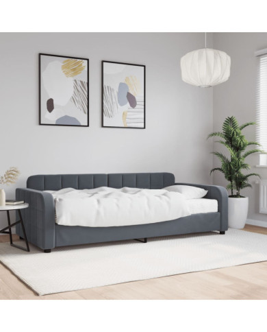 Lit de jour avec matelas gris foncé 90x200 cm velours | Mobilier & Déco