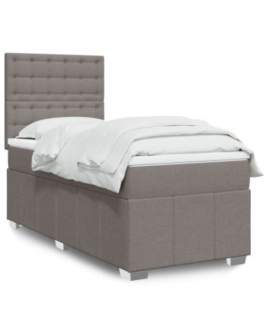 Sommier à lattes de lit avec matelas Taupe 90x190 cm Tissu | Mobilier & Déco