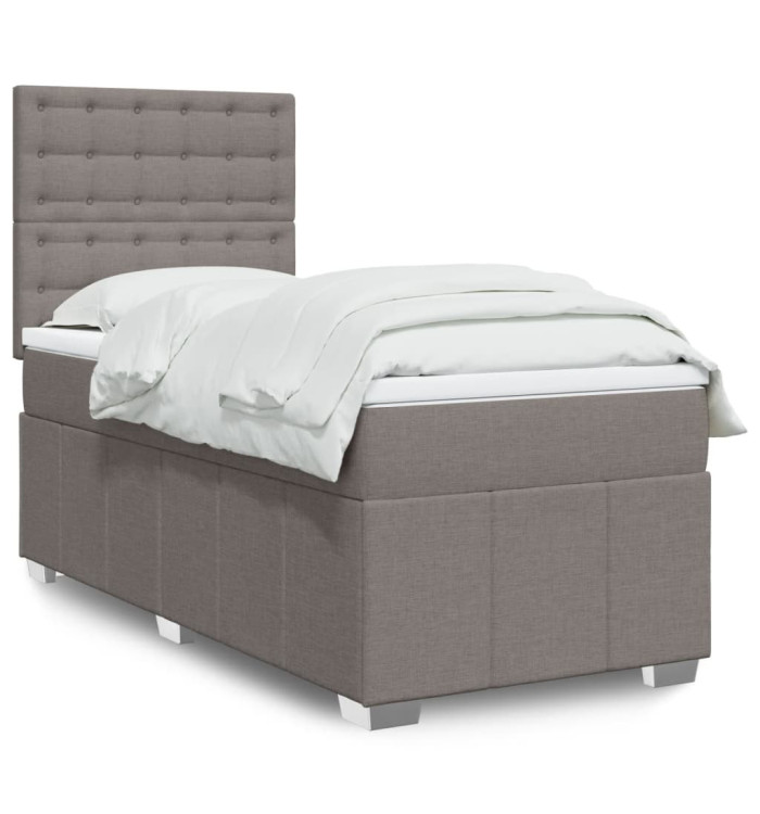 Sommier à lattes de lit avec matelas Taupe 90x190 cm Tissu | Mobilier & Déco