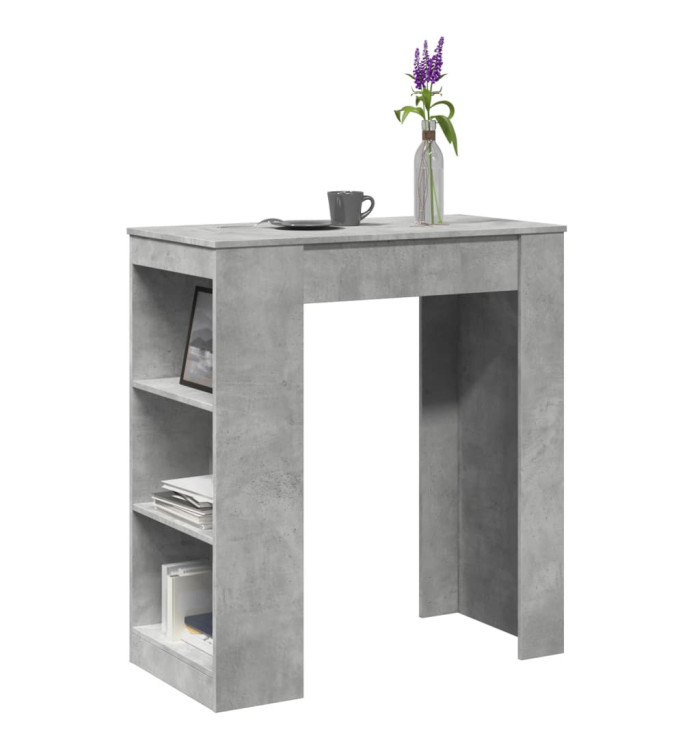Table de bar avec étagères gris béton bois d'ingénierie | Mobilier & Déco