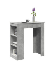 Table de bar avec étagères gris béton bois d'ingénierie | Mobilier & Déco