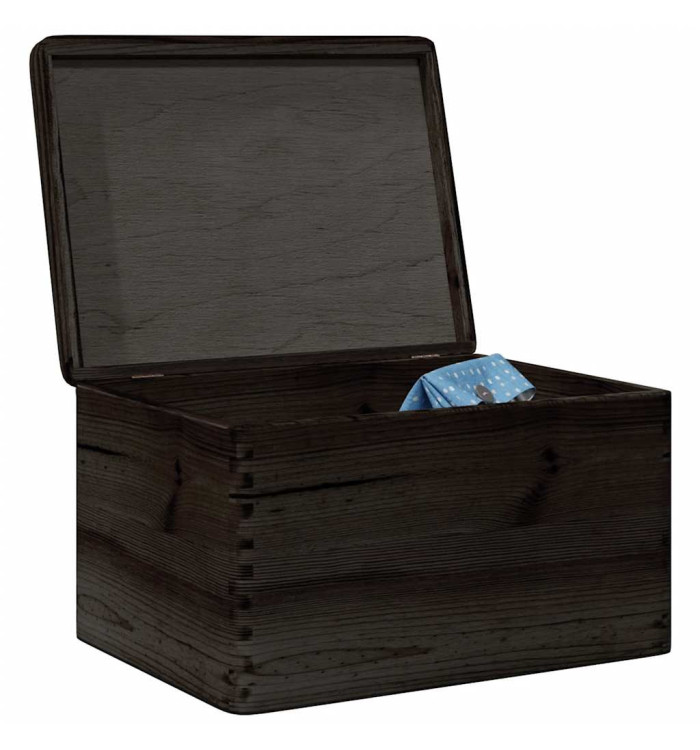 Boîte en bois avec couvercle noir 40x30x23cm bois de pin massif | Mobilier & Déco