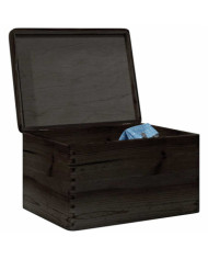 Boîte en bois avec couvercle noir 40x30x23cm bois de pin massif | Mobilier & Déco