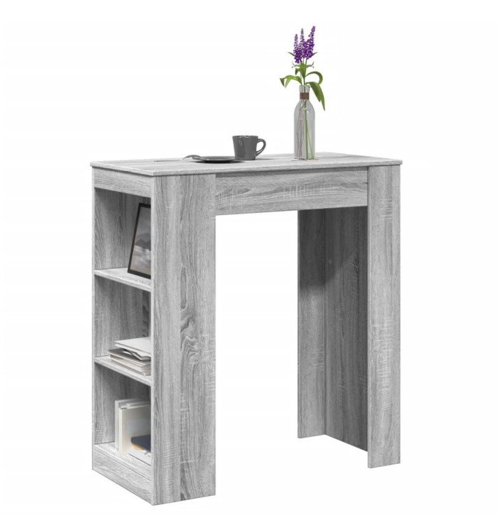 Table de bar avec étagères sonoma gris bois d'ingénierie | Mobilier & Déco