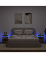 Tables de chevet avec LED 2 pcs vieux bois bois d'ingénierie | Mobilier & Déco