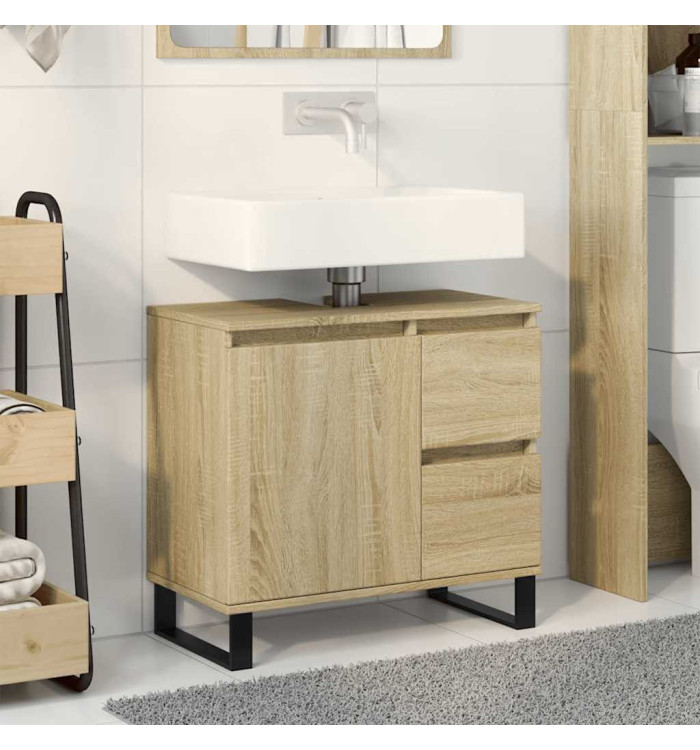 Armoire salle de bain chêne sonoma 65x33x60 cm | Mobilier & Déco