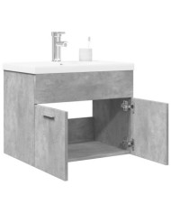 Armoire lavabo de salle de bain avec bassin intégré gris béton | Mobilier & Déco