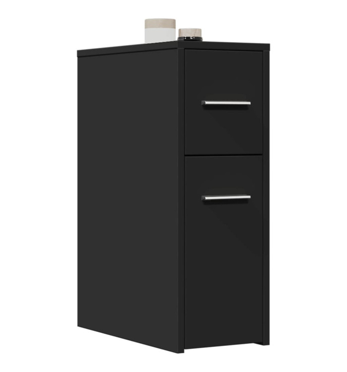 Armoire de salle de bain étroite avec roulettes noir | Mobilier & Déco