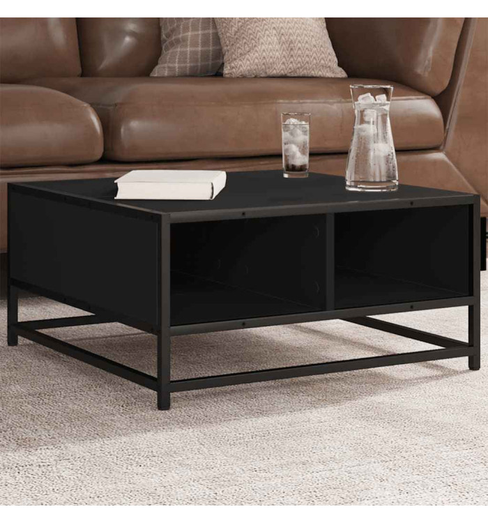 Table basse noir 60,5x60,5x30 cm bois d'ingénierie et métal | Mobilier & Déco