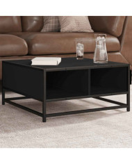 Table basse noir 60,5x60,5x30 cm bois d'ingénierie et métal | Mobilier & Déco