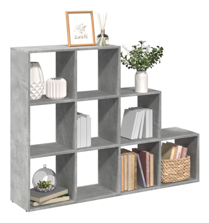 Étagère séparatrice de pièce à 3 niveaux gris béton | Mobilier & Déco
