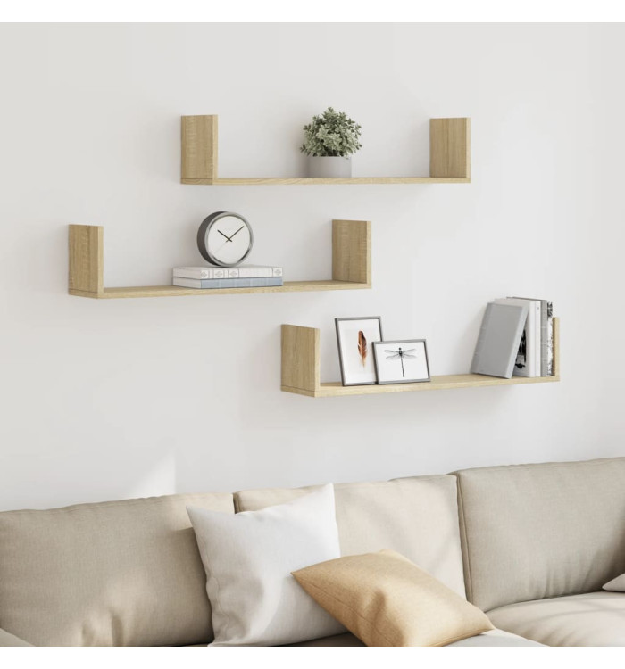 Étagères murales 3pcs chêne sonoma 80x18x18cm bois d'ingénierie | Mobilier & Déco
