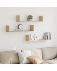 Étagères murales 3pcs chêne sonoma 80x18x18cm bois d'ingénierie | Mobilier & Déco