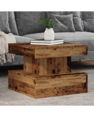 Table basse avec lumières LED vieux bois 50x50x40 cm | Mobilier & Déco