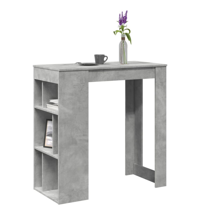 Table de bar avec étagères gris béton bois d'ingénierie | Mobilier & Déco