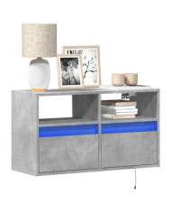 Meuble TV mural avec lumières LED gris béton 80x31x45 cm | Mobilier & Déco
