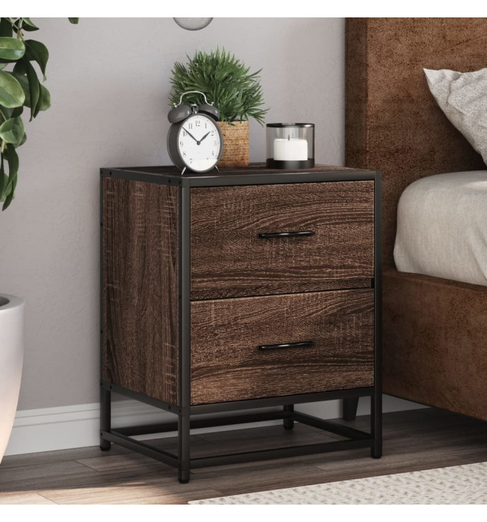Table de chevet chêne marron 40x31x50 cm bois d'ingénierie | Mobilier & Déco