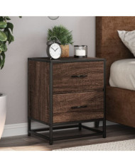 Table de chevet chêne marron 40x31x50 cm bois d'ingénierie | Mobilier & Déco