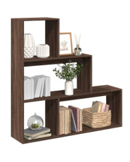 Étagère séparatrice de pièce 3niveaux chêne marron 123x29x123cm | Mobilier & Déco
