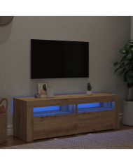 Meuble TV avec lumières LED chêne artisanal bois d'ingénierie | Mobilier & Déco