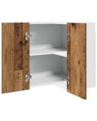 Armoire d'angle suspendue "Lyon" vieux bois 57x57x60cm | Mobilier & Déco