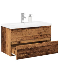 Armoire lavabo avec bassin intégré vieux bois | Mobilier & Déco