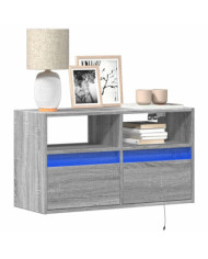 Meuble TV mural avec lumières LED sonoma gris 80x31x45 cm | Mobilier & Déco