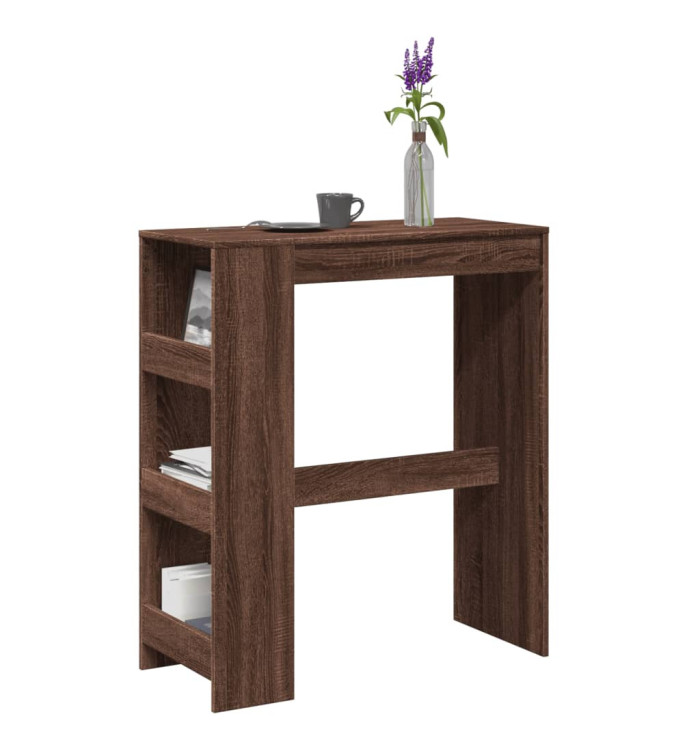 Table de bar avec étagères chêne marron bois d'ingénierie | Mobilier & Déco