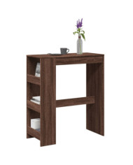 Table de bar avec étagères chêne marron bois d'ingénierie | Mobilier & Déco