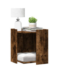 Meuble de bac à litière pour chat chêne fumé bois d'ingénierie | Mobilier & Déco