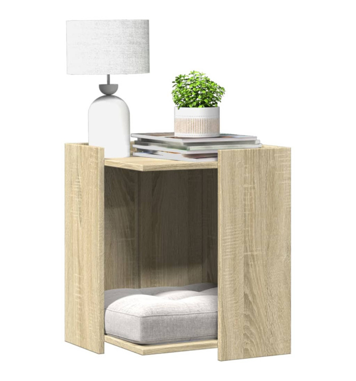 Meuble de bac à litière pour chat chêne sonoma bois ingénierie | Mobilier & Déco
