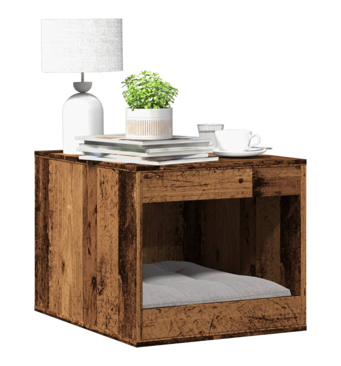 Meuble de bac à litière pour chat vieux bois bois d'ingénierie | Mobilier & Déco