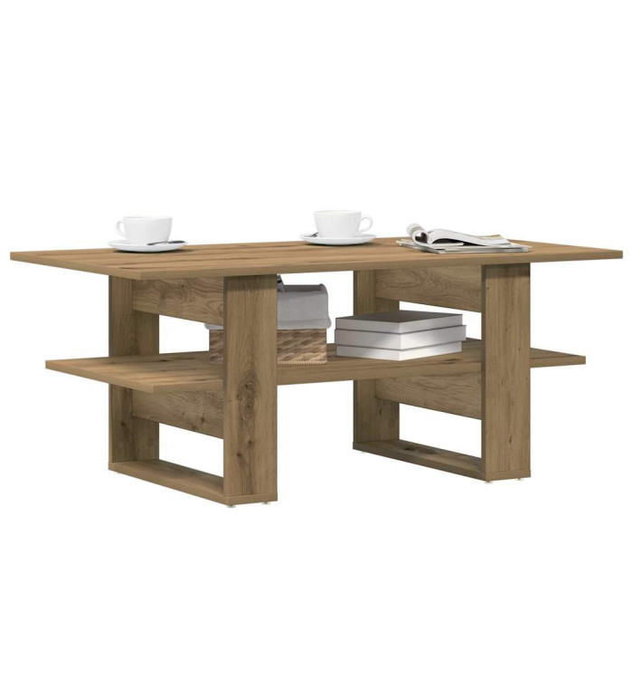 Table basse chêne artisanal 102x55x42 cm bois d'ingénierie | Mobilier & Déco