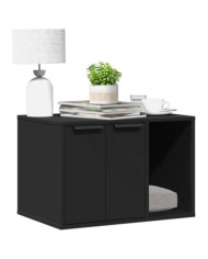 Meuble de bac à litière pour chat noir bois d'ingénierie | Mobilier & Déco