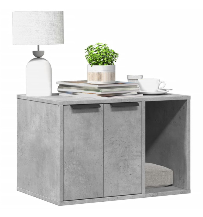 Meuble de bac à litière pour chat gris béton bois d'ingénierie | Mobilier & Déco