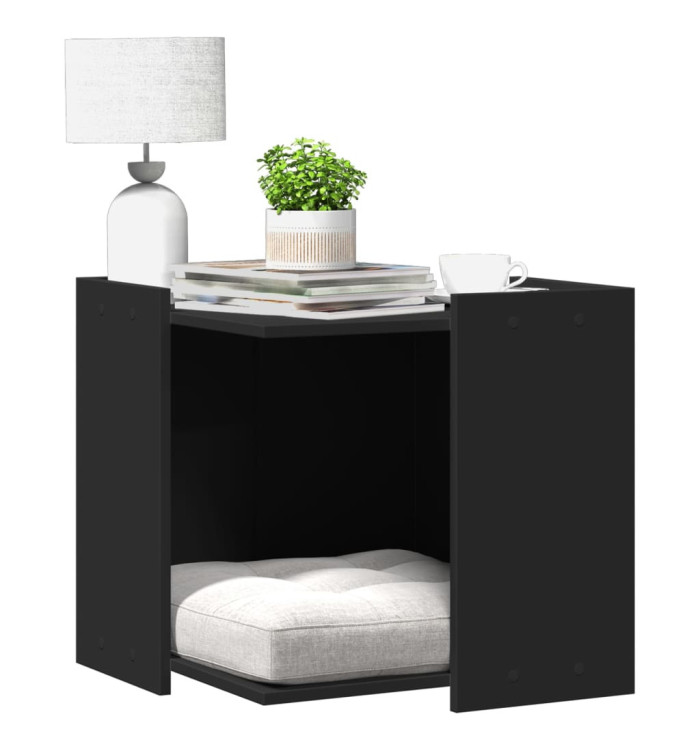 Meuble de bac à litière pour chat noir bois d'ingénierie | Mobilier & Déco