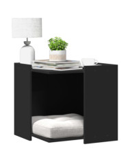 Meuble de bac à litière pour chat noir bois d'ingénierie | Mobilier & Déco