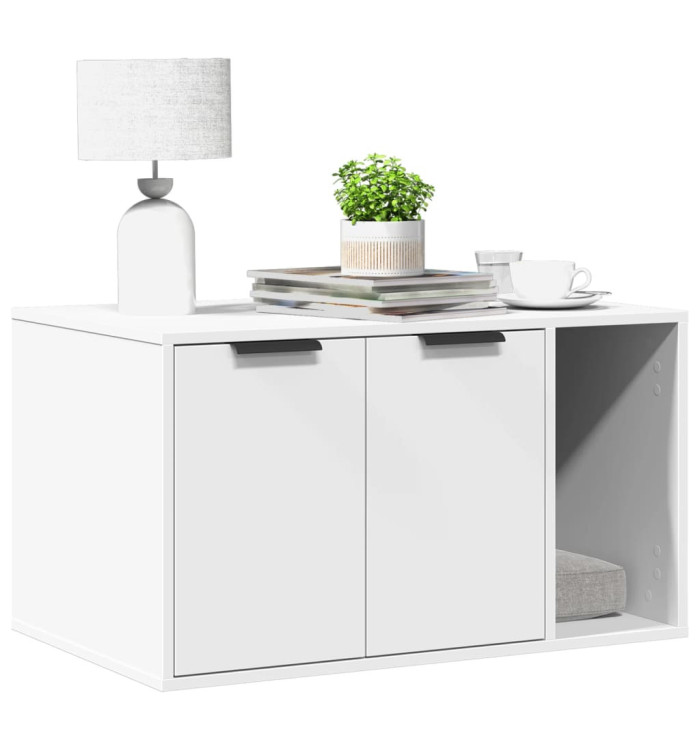 Meuble de bac à litière pour chat blanc bois d'ingénierie | Mobilier & Déco
