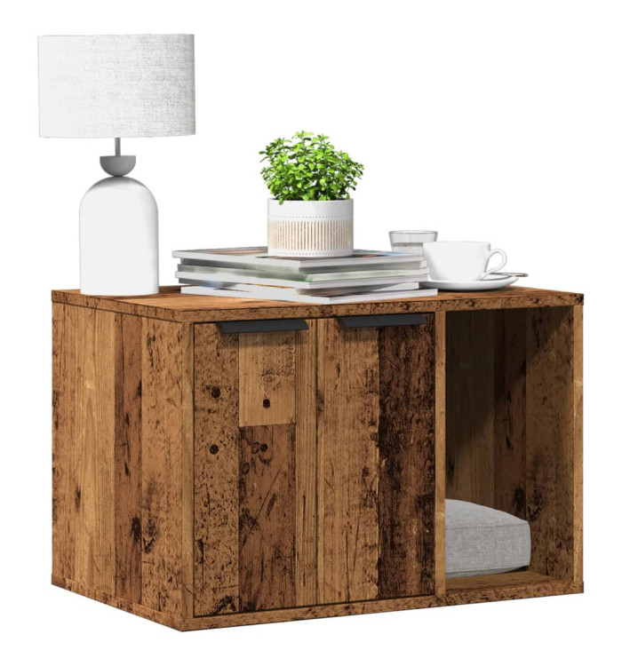Meuble de bac à litière pour chat vieux bois bois d'ingénierie | Mobilier & Déco