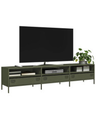 Meuble TV vert olive 202x39x43,5 cm acier laminé à froid | Mobilier & Déco