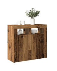Buffet et lumières LED vieux bois 80x35x75 cm bois d'ingénierie | Mobilier & Déco