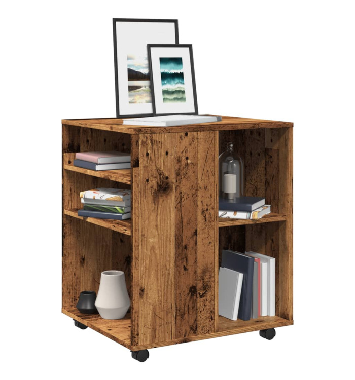 Armoire à roulettes vieux bois 60x53x72 cm bois d'ingénierie | Mobilier & Déco