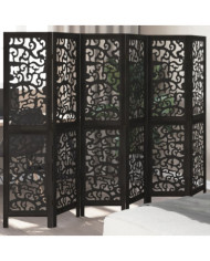 Cloison de séparation 6 panneaux noir bois de paulownia massif | Mobilier & Déco