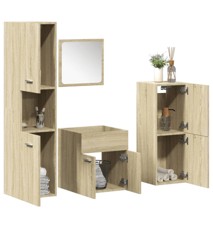 Ensemble de meubles de salle de bain 4 pcs chêne sonoma | Mobilier & Déco