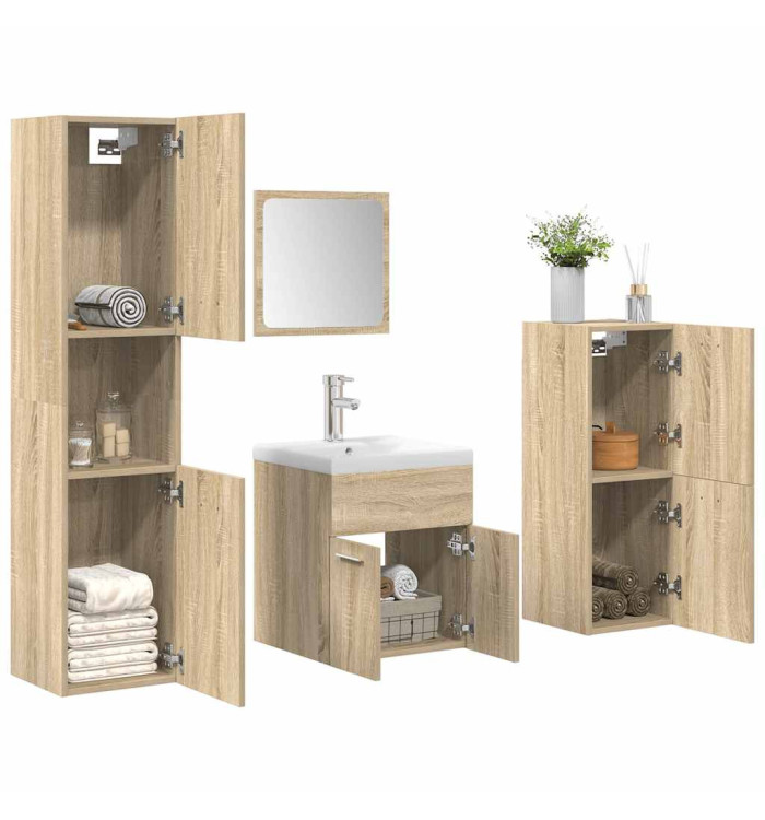 Ensemble de meubles de salle de bain 5 pcs chêne sonoma | Mobilier & Déco