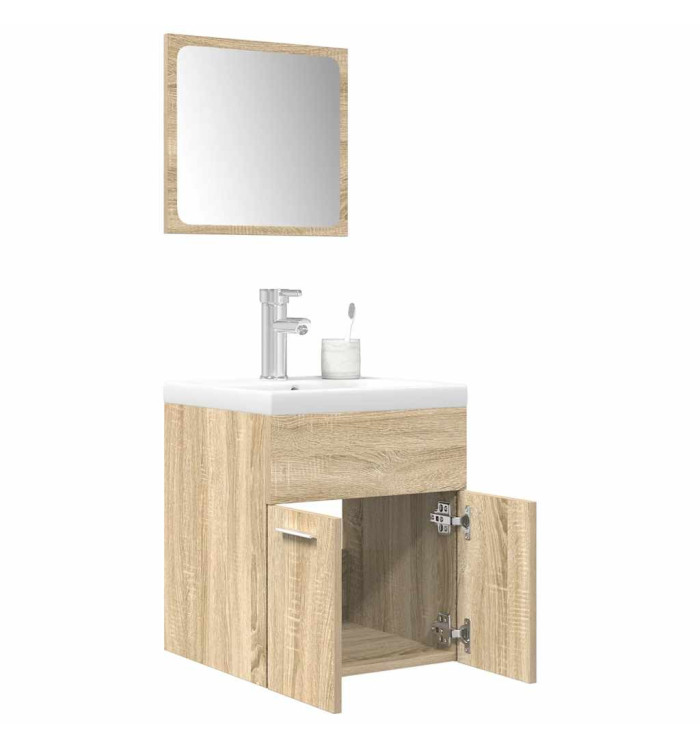 Ensemble de meubles de salle de bain 3 pcs chêne sonoma | Mobilier & Déco