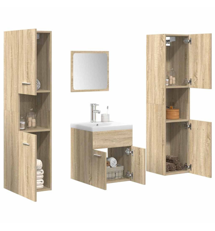Ensemble de meubles de salle de bain 5 pcs chêne sonoma | Mobilier & Déco
